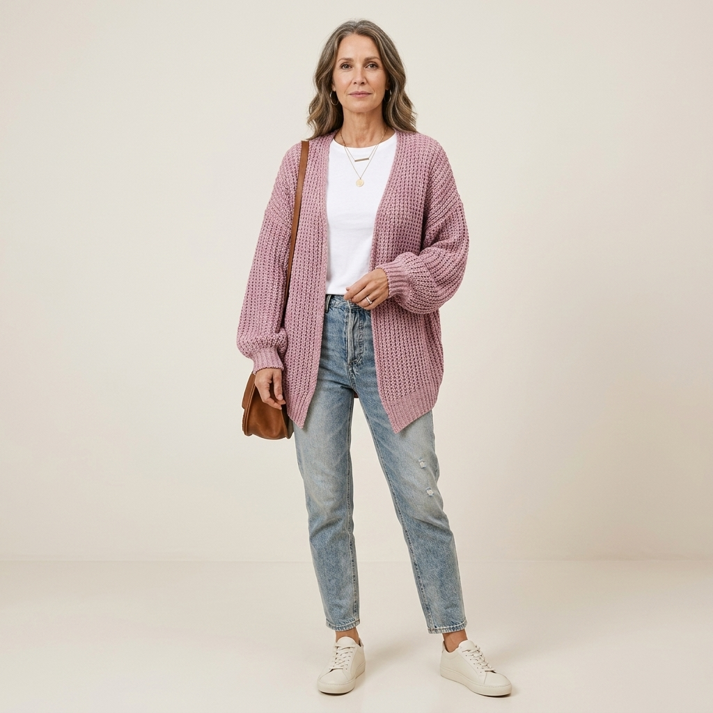 Women's Oversized Knit Cardigan Open Front Long Sleeve Ribbed Casual Everyday Layering Wear