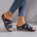 Women's Cutout Wedge Sandals Embroidered Detail Cushioned Footbed Breathable Fit