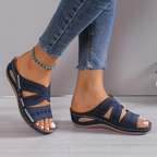 Women's Cutout Wedge Sandals Embroidered Detail Cushioned Footbed Breathable Fit
