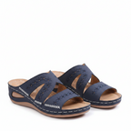 Women's Cutout Wedge Sandals Embroidered Detail Cushioned Footbed Breathable Fit