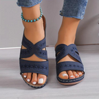 Women's Cutout Wedge Sandals Embroidered Detail Cushioned Footbed Breathable Fit