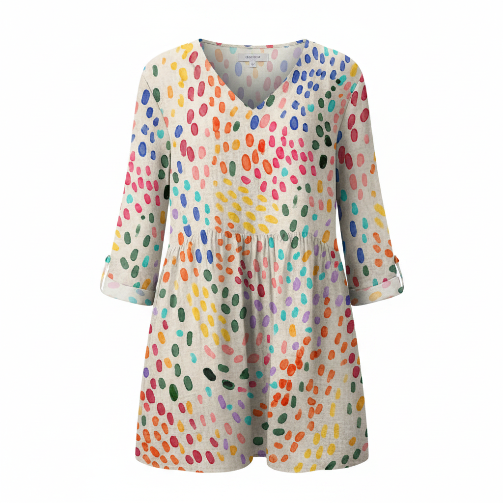 Women's Lightweight Fluid V-Neck Long Blouse Relaxed Drape