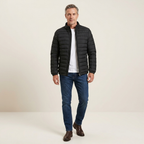Men's quilted lightweight jacket, black, front zip with stand collar