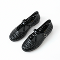 Women's Woven Jelly Mary Jane Flats Retro Lattice Ankle Strap