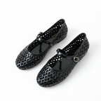 Women's Woven Jelly Mary Jane Flats Retro Lattice Ankle Strap