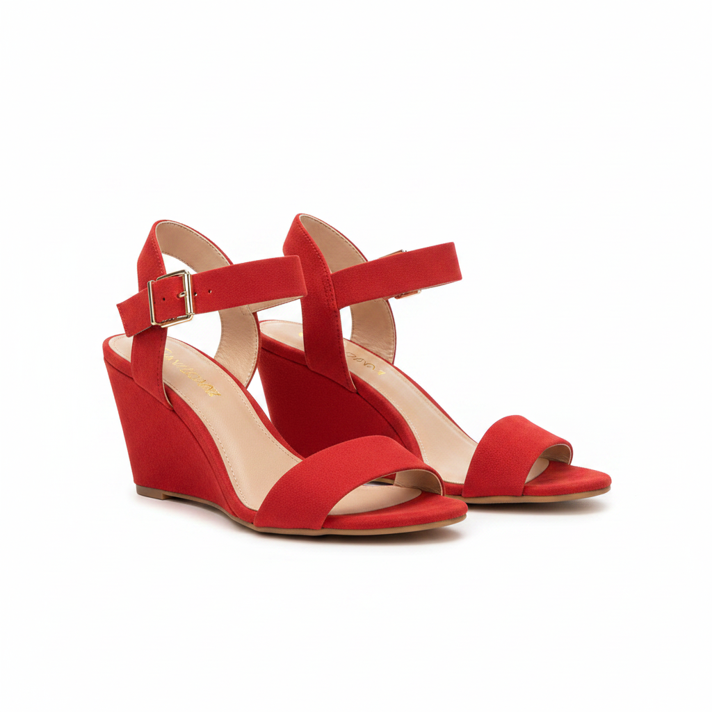 Women's Casual Wedge Sandals Open Toe Adjustable Ankle Strap Synthetic Leather