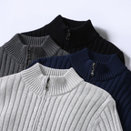 Ruben™ ribbed zip-up cardigan set in light gray, dark gray, blue, and black