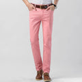 Men's casual pants, regular fit, pink with zip fly and front pockets
