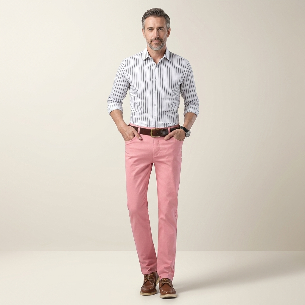 Men's Straight Cut Casual Trousers Stretch Fabric Regular Fit Everyday