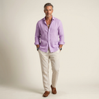 Men's Breathable Long Sleeve Summer Shirt Classic Cut Solid Colour Everyday Wear