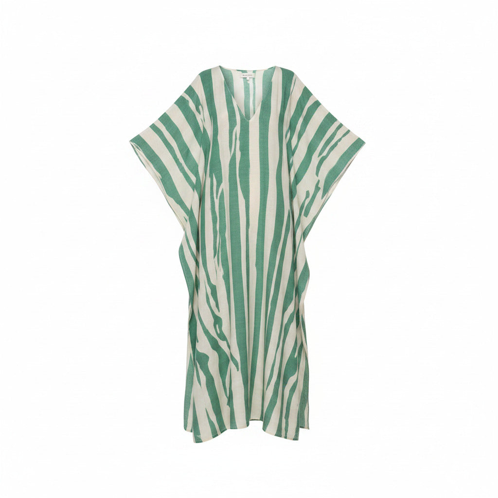 Women's Striped Kaftan Maxi Dress Lightweight Breathable Relaxed Coastal Fit
