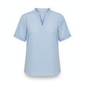 Women's Structured Collar Split Neckline Short Sleeve Blouse Relaxed Fit Everyday Wear