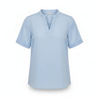 Women's Structured Collar Split Neckline Short Sleeve Blouse Relaxed Fit Everyday Wear