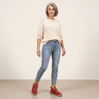 Red leather women's sneakers with cushioned sole and lace-up design