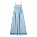 Women's Striped Gathered Sleeveless Spaghetti Strap Maxi Dress Casual Holiday Fit