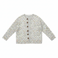 Floral multicolor open-knit cardigan with V-neck, button-front, long sleeves