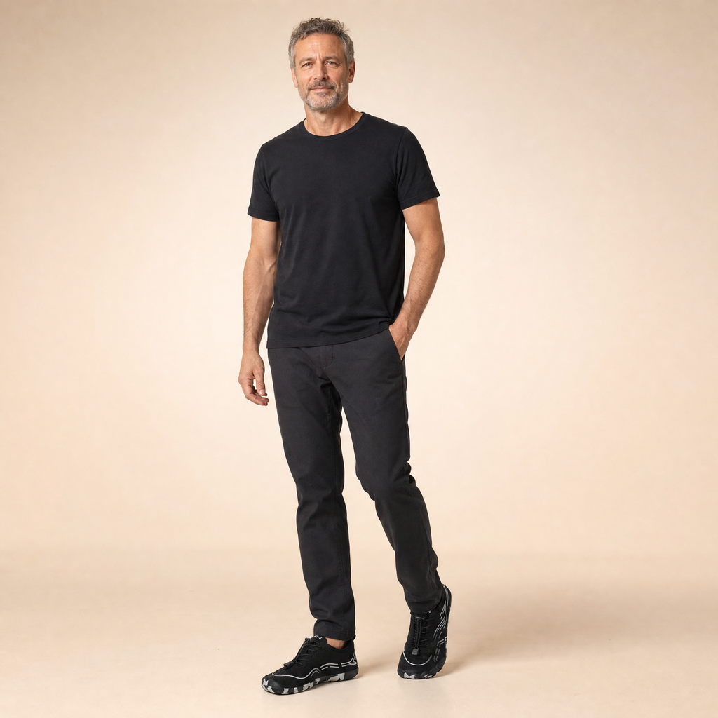 Black non-slip water shoes with textured sole