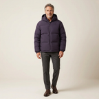 Unisex Quilted Down Jacket Sewn In Hood Zip Front Regular Fit Medium Length Winter Wear