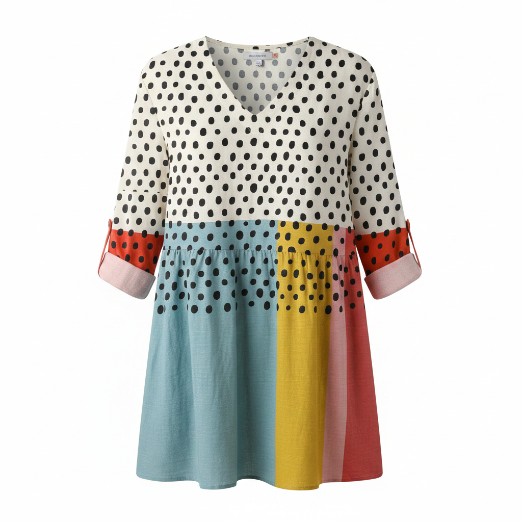 Women's Lightweight Fluid V-Neck Long Blouse Relaxed Drape