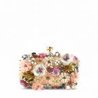 Women's Structured Clutch Bag Gold Tone Hardware Synthetic Leather Evening Occasion