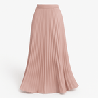 Women's pleated maxi skirt with elastic waistband, dusty pink