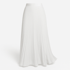 Women's pleated maxi skirt with elastic waistband, bright white