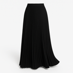 Women's pleated maxi skirt with elastic waistband, black pleats