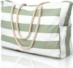 Women's Waterproof Extra Large Beach Bag Zippered Pockets Weekend Travel Companion