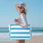 Women's Waterproof Extra Large Beach Bag Zippered Pockets Weekend Travel Companion