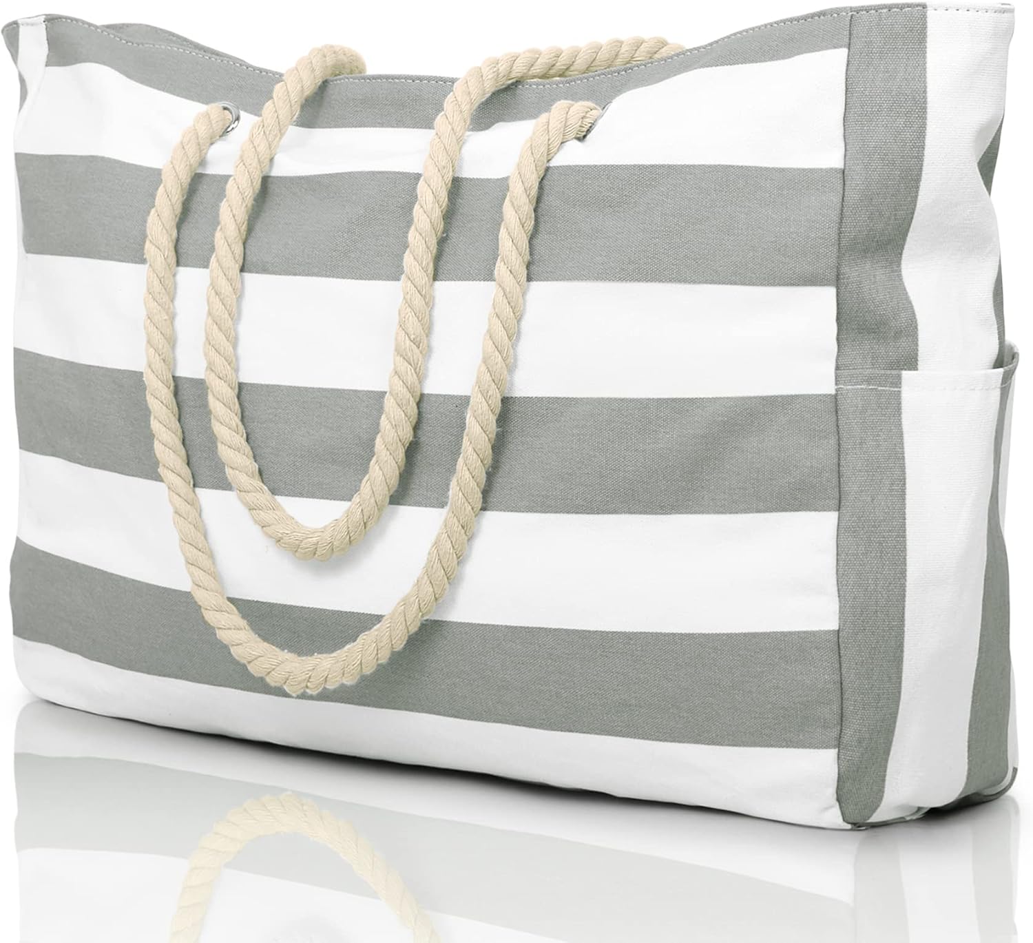 Women's Waterproof Extra Large Beach Bag Zippered Pockets Weekend Travel Companion