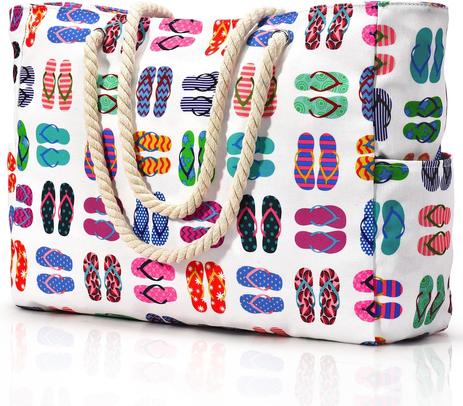 Women's Waterproof Extra Large Beach Bag Zippered Pockets Weekend Travel Companion