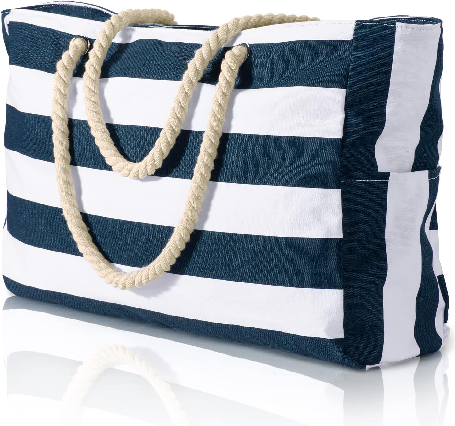 Women's Waterproof Extra Large Beach Bag Zippered Pockets Weekend Travel Companion