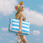Women's Waterproof Extra Large Beach Bag Zippered Pockets Weekend Travel Companion