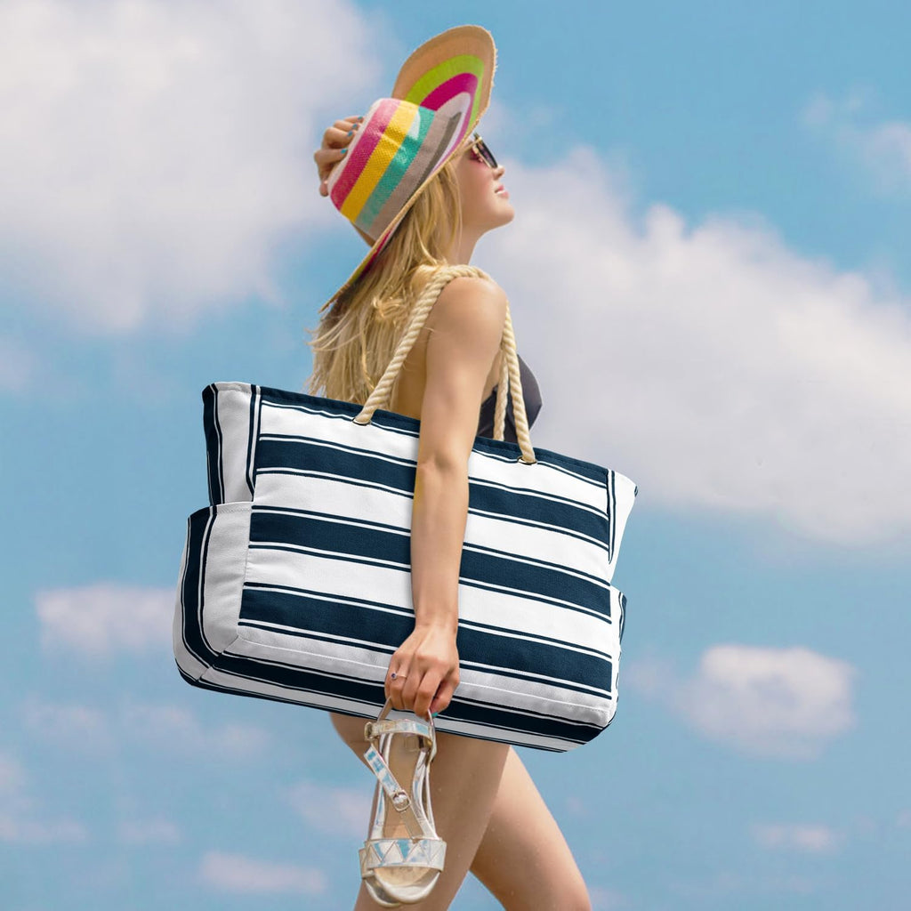 Women's Waterproof Extra Large Beach Bag Zippered Pockets Weekend Travel Companion