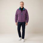 Men's lightweight spring jacket, purple, zip-front with stand collar, regular fit