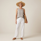 Women's Sleeveless Round Neck Cotton Viscose Tank Top Relaxed Fit Summer Casual Wear