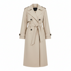 Women's Classic Longline Trench Coat Structured Lapel Collar Relaxed Fit