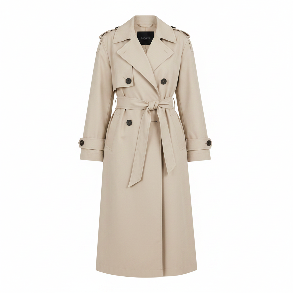 Women's Classic Longline Trench Coat Structured Lapel Collar Relaxed Fit