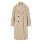 Women's Teddy Longline Faux Fur Coat Double Breasted Oversized Collar Relaxed Fit
