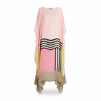Women's Geometric Color Block Batwing Sleeve Caftan Maxi Dress Relaxed Flowy Fit