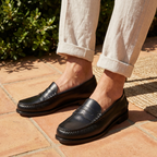Women's Polished Leather Penny Loafers Moccasin Stitched Heritage Slip-On