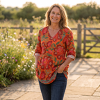 Women's Lightweight Fluid V-Neck Long Blouse Relaxed Drape