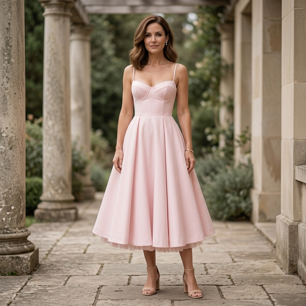 Women's Corset Midi Dress Sweetheart Neckline Full Skirt Occasion Fit