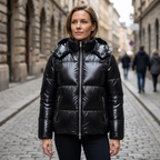 Women's Hooded Quilted Puffer Jacket Lightweight Insulation Zip Front Fit
